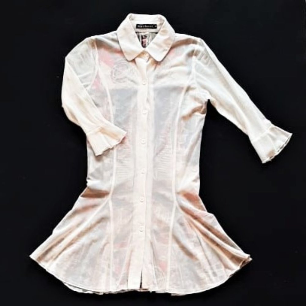 Mechant double layer netting button up tunic